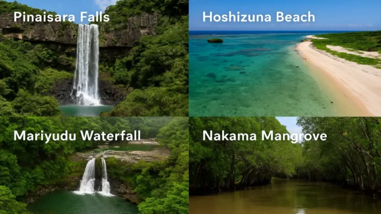 :iriomote-island-top-4-spots.jpg → 西表島のトップスポットを表すシンプルかつキーワードを含んだ構成。