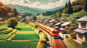 肥薩おれんじ鉄道の列車が田舎町を走る風景